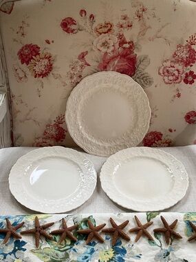 Steubenville  Rose Point White shabby Chic Chippy Plates - Set of 3